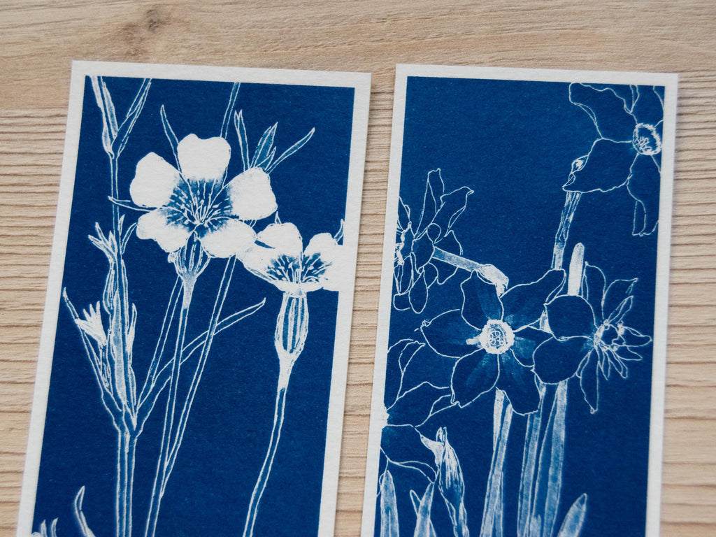 cyanotype floral bookmarks