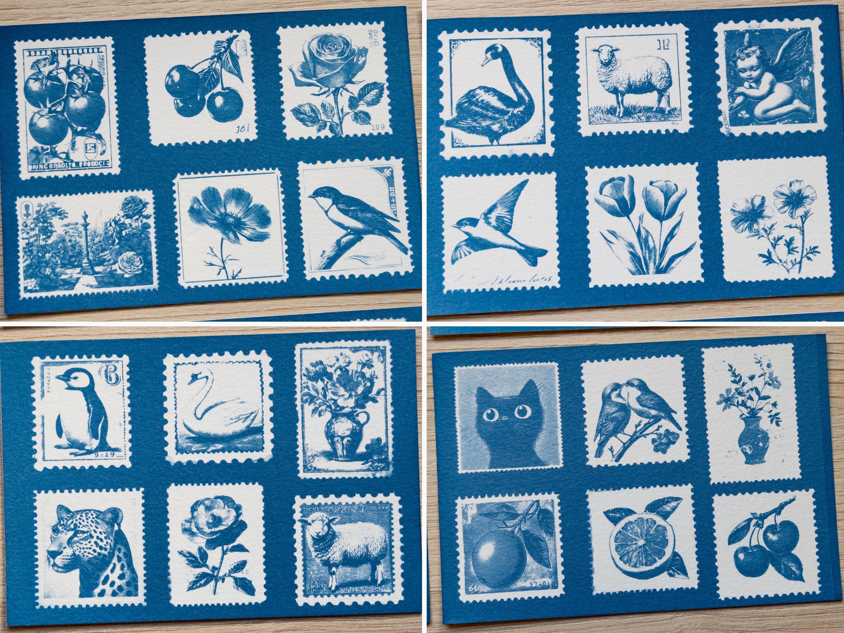 cyanotype negatives with postage stamp shape