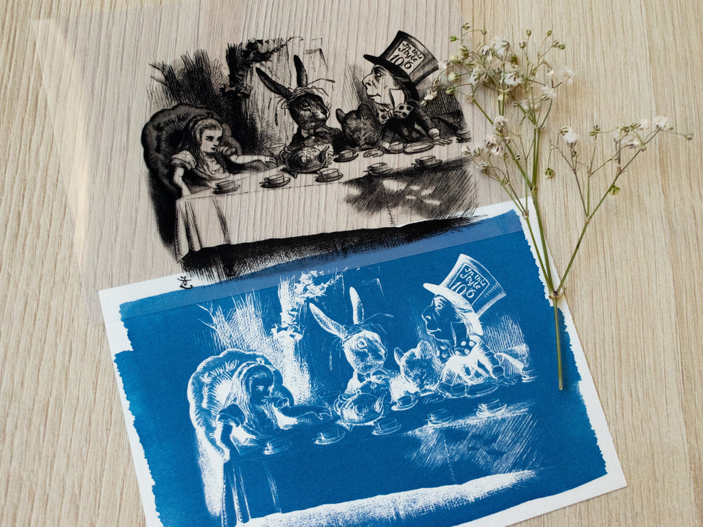 cyanotype print alice in wonderland 