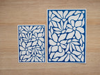 cyanotype print of minimalist flowers pattern