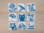 cyanotype print with postage stamp shape