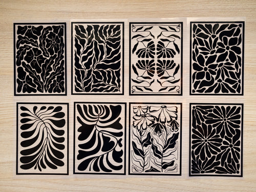 cyanotype stencils of minimalist flowers