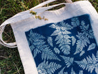 fern leafs cyanotype tote bag