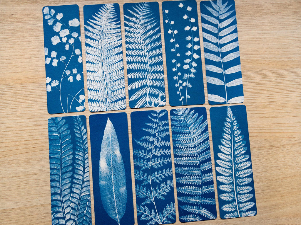 fern leaves cyanotype bookmarks