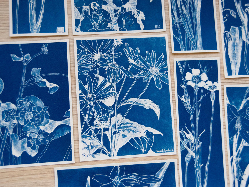 floral cyanotype print