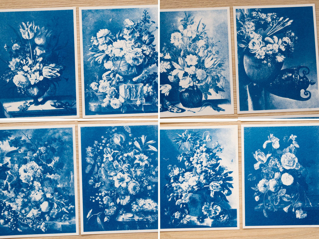floral still life cyanotype print