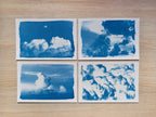 four clouds cyanotype prints