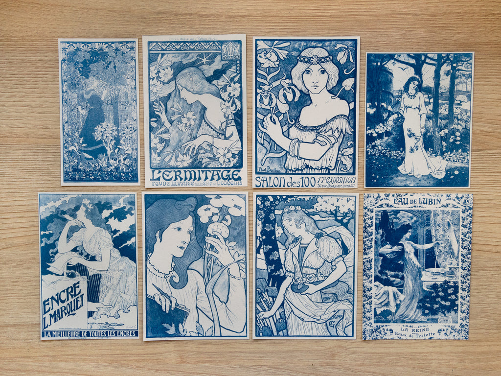 french art nouveau for cyanotype