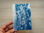 gustav klimt art created with cyanotype