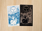 handmade the sun tarot card with cyanotype