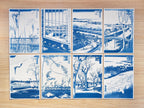 japanese landscapes cyanotype print