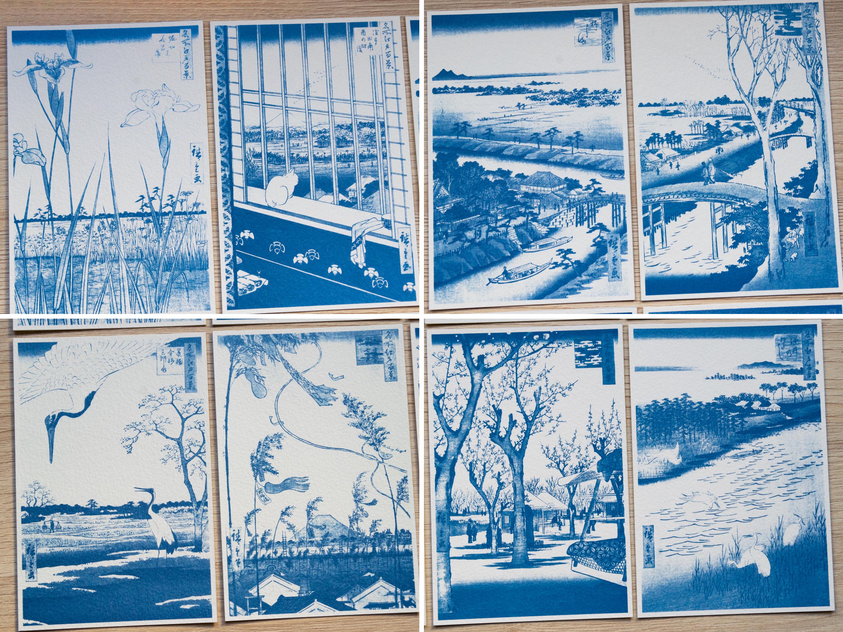 japanese woodcuts cyanotype prints