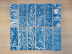 marbled patterns cyanotype bookmarks prints