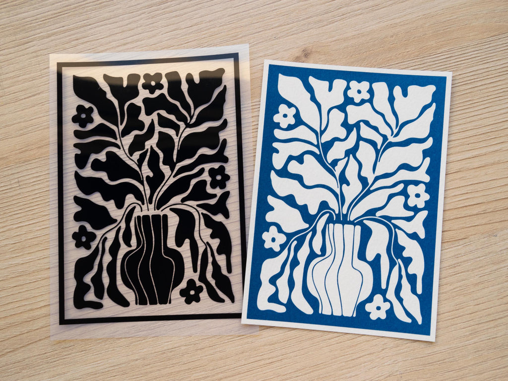 minimalits flowers cyanotype print