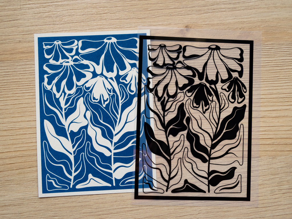 moder flowers cyanotype art