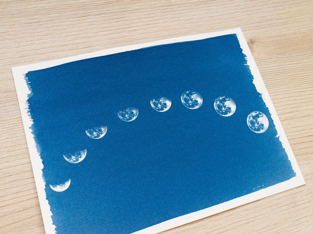 moon phases cyanotype print