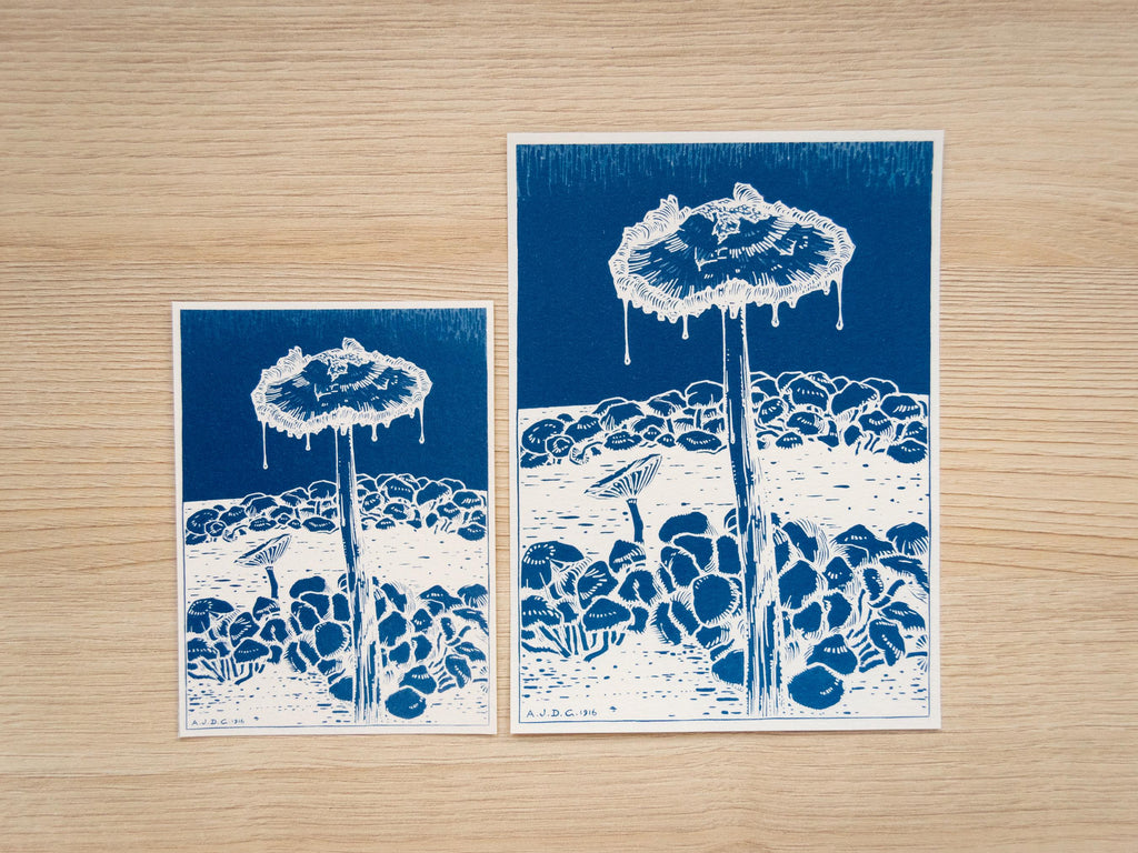 mushroom cyanotype print