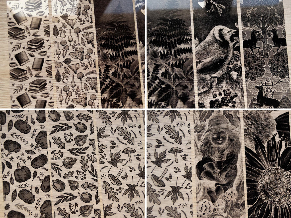 mushroom pattern cyanotype bookmarks