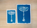 mushrooms cyanotype prints made with stencils
