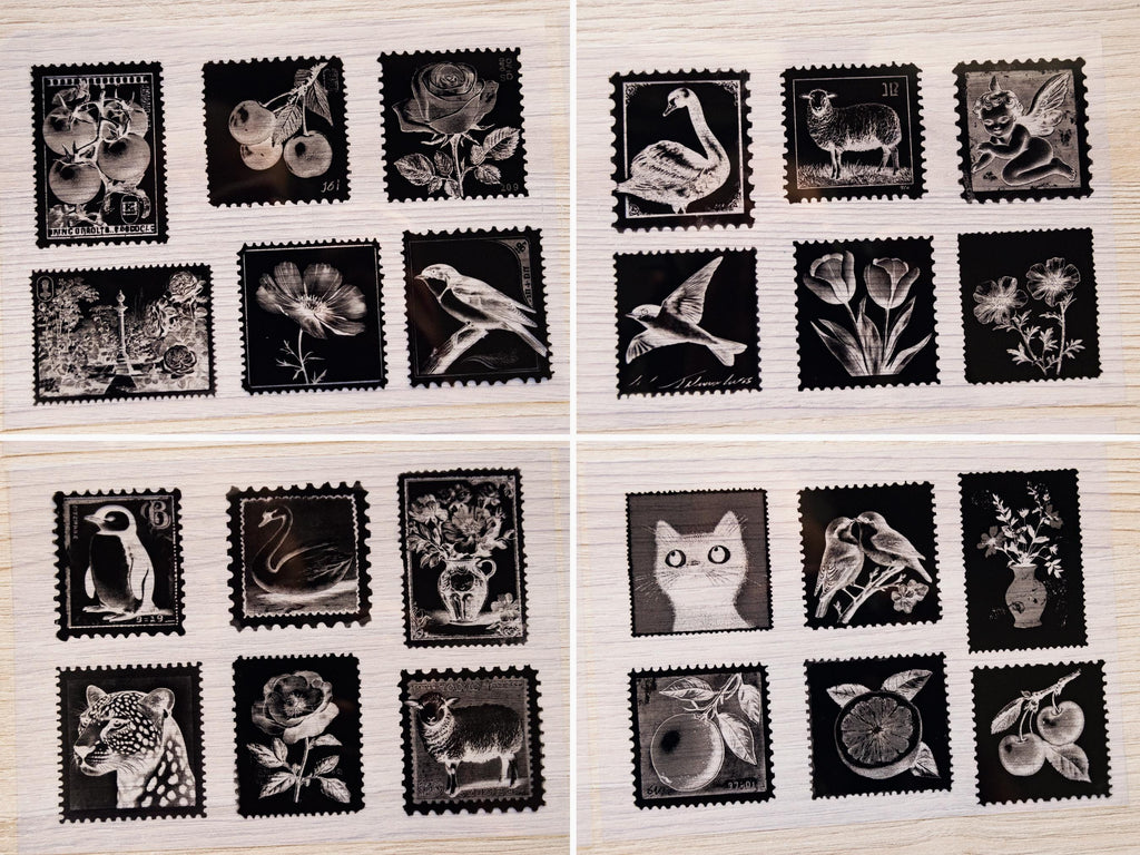 negatives with postage stamp shape for solar printing