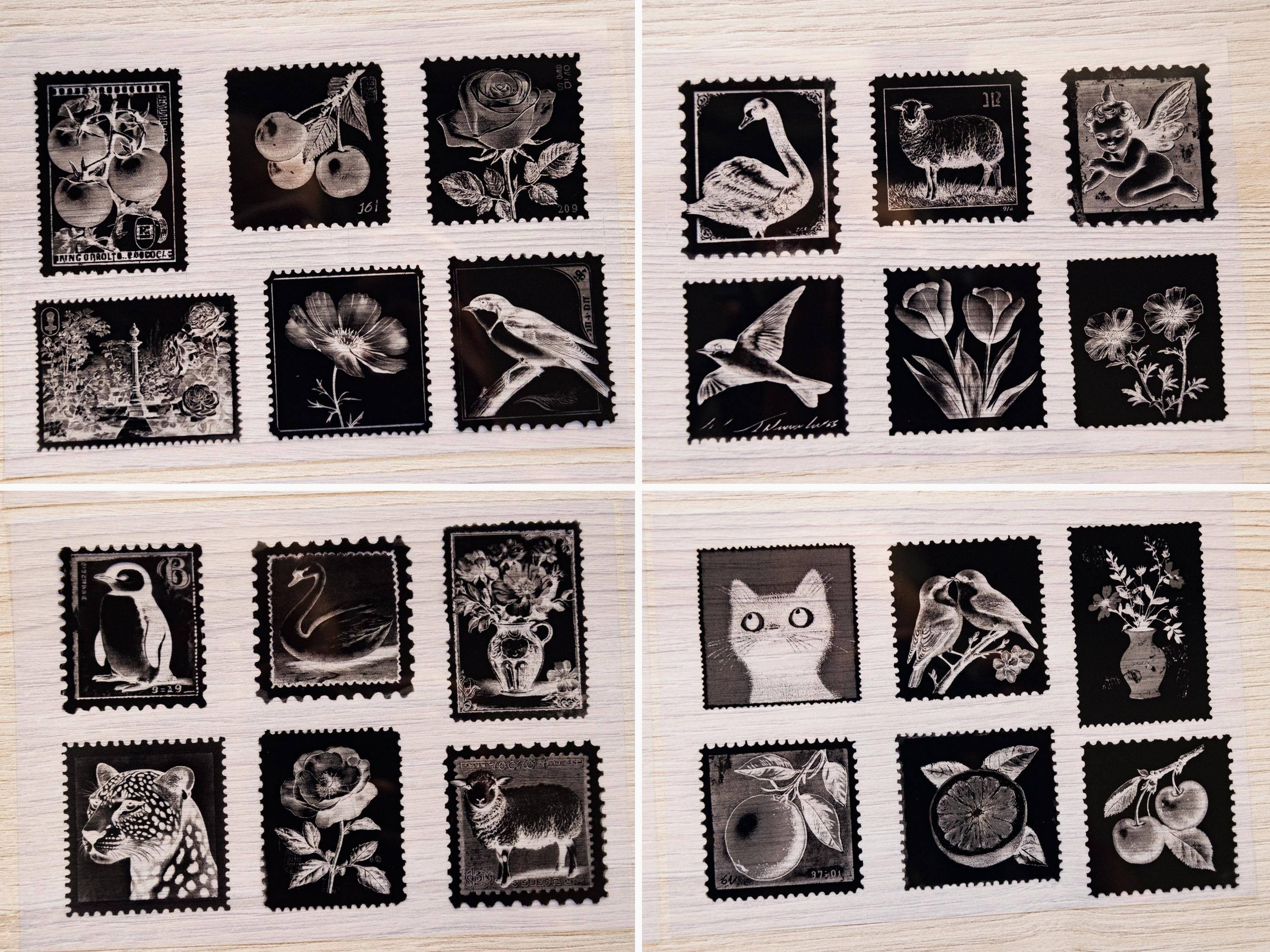 negatives with postage stamp shape for solar printing