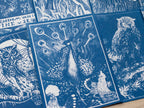 peacock cyanotype print
