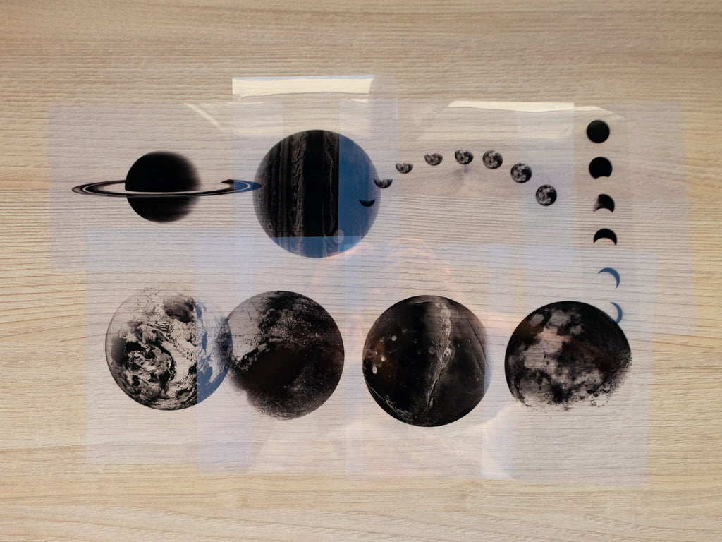 planets cyanotype stencils