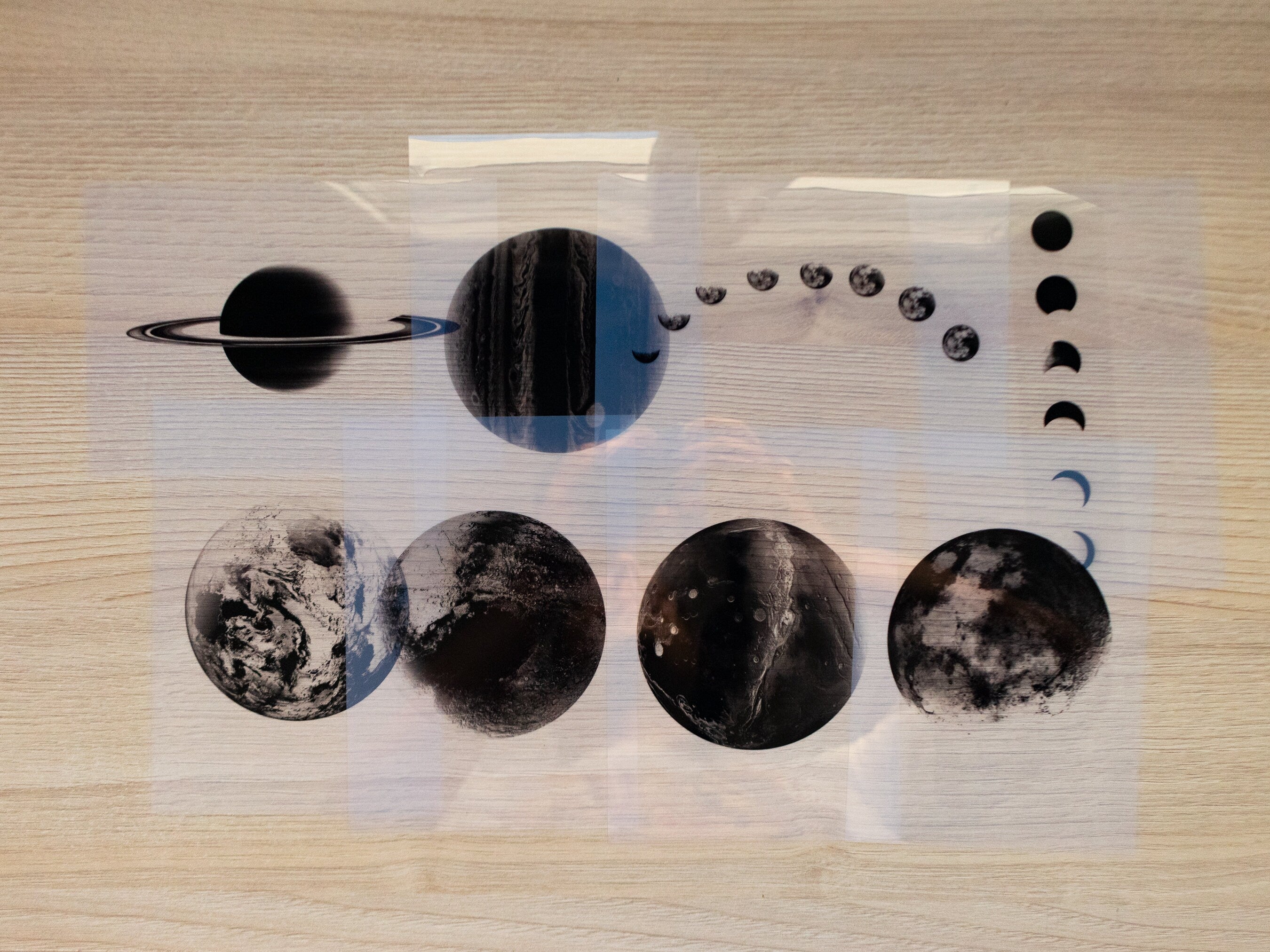 planets cyanotype stencils