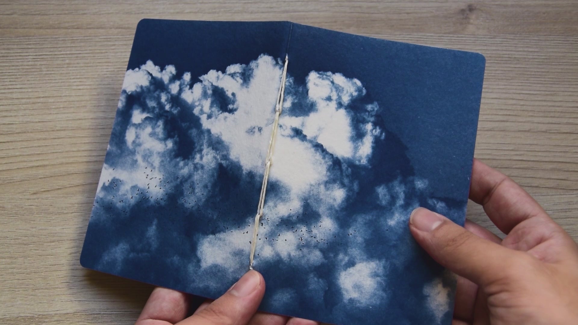 Handmade cyanotype notebook | Clouds landscape
