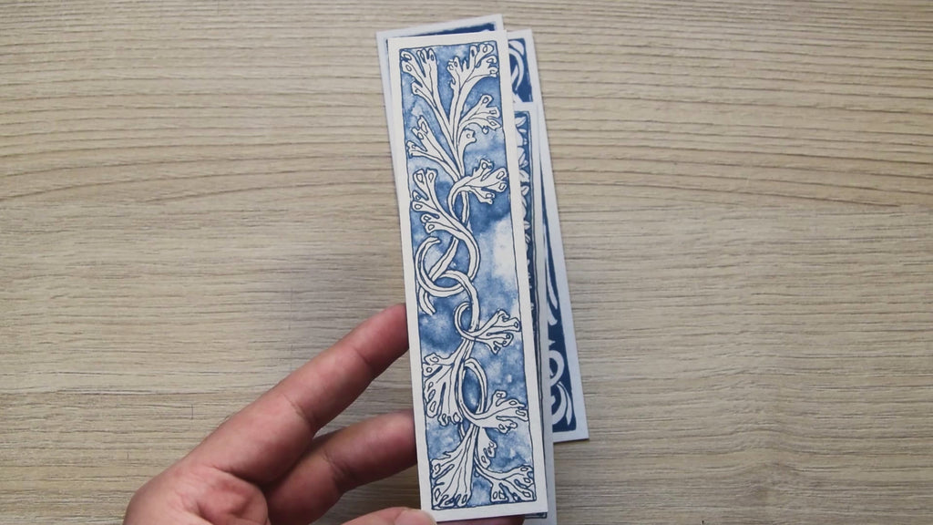 Cyanotypie-Lesezeichen, Vintage-Blumen