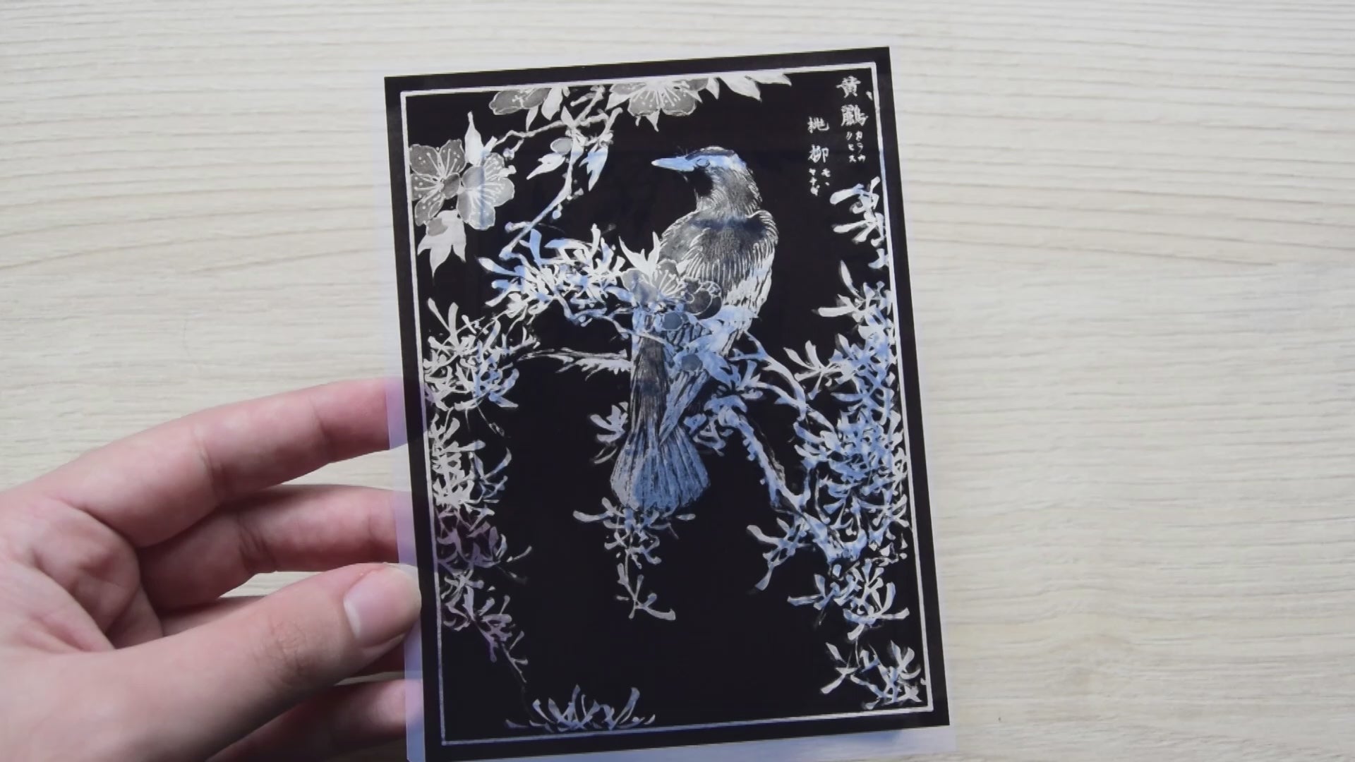 japanase woodcut birds cyanotype stencils