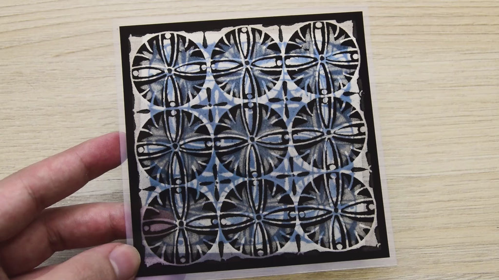 Vintage square ornaments cyanotype stencils