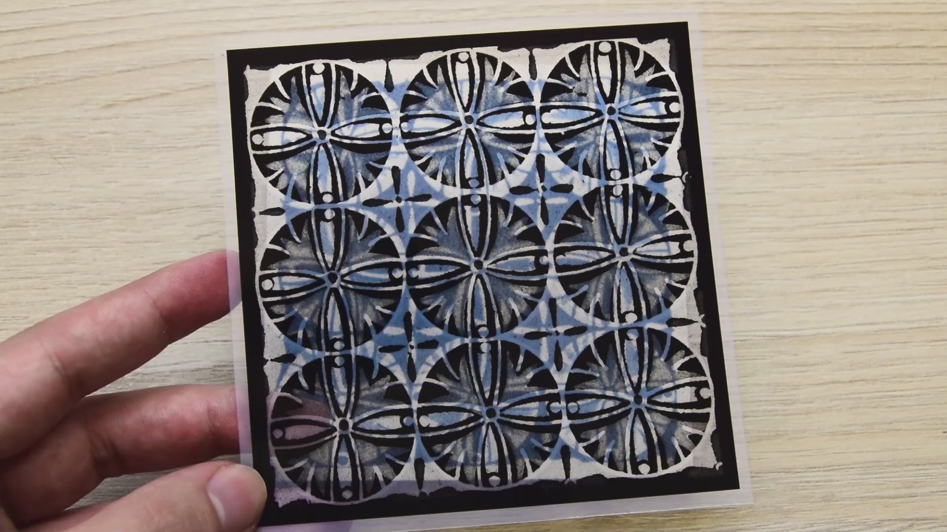 Vintage square ornaments cyanotype stencils