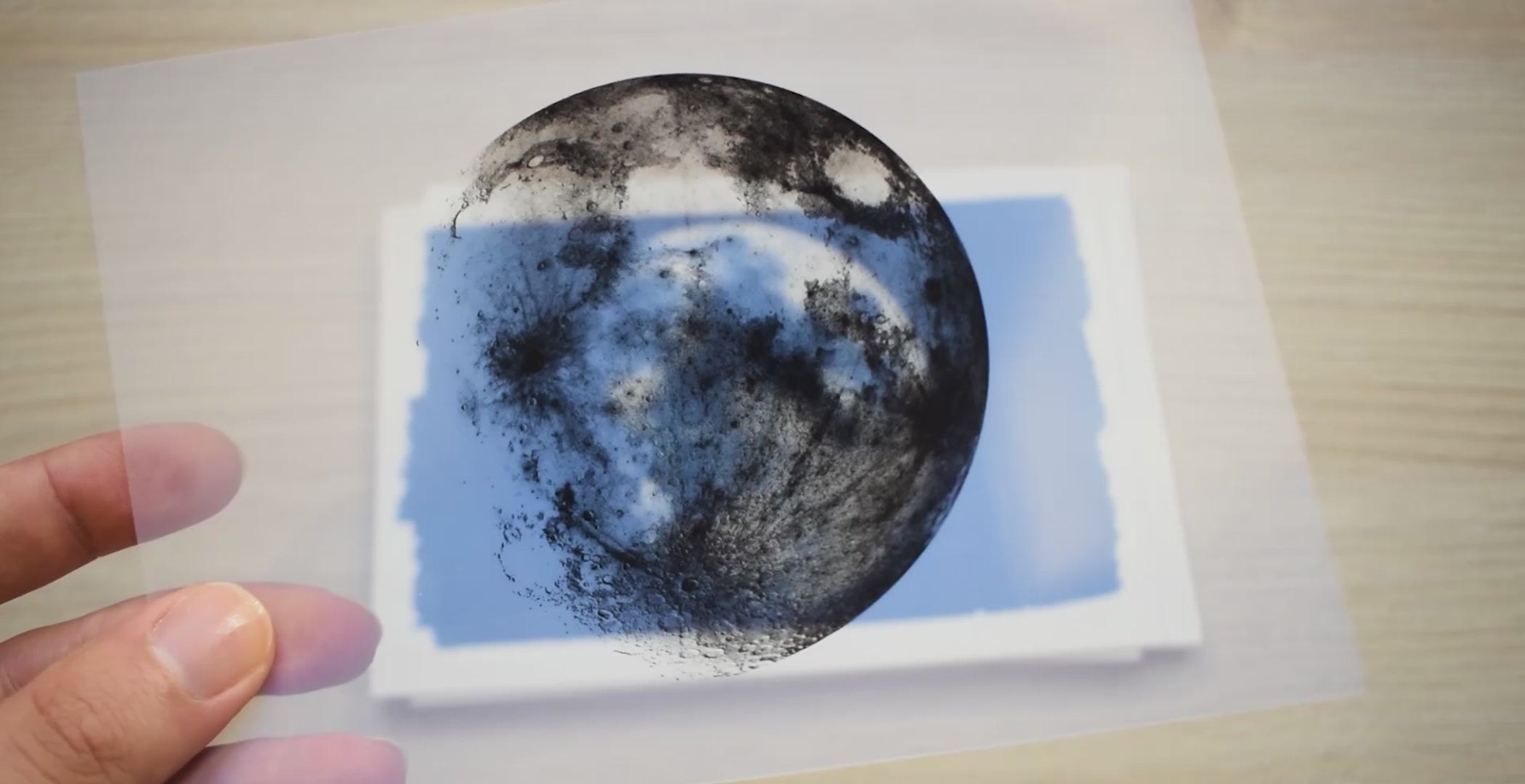 moon cyanotype stencils