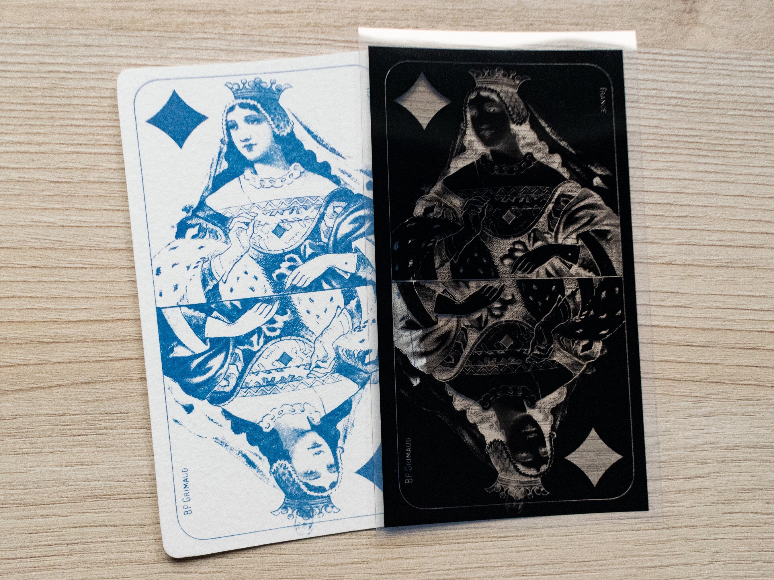 queen of diamonds cyanotype card