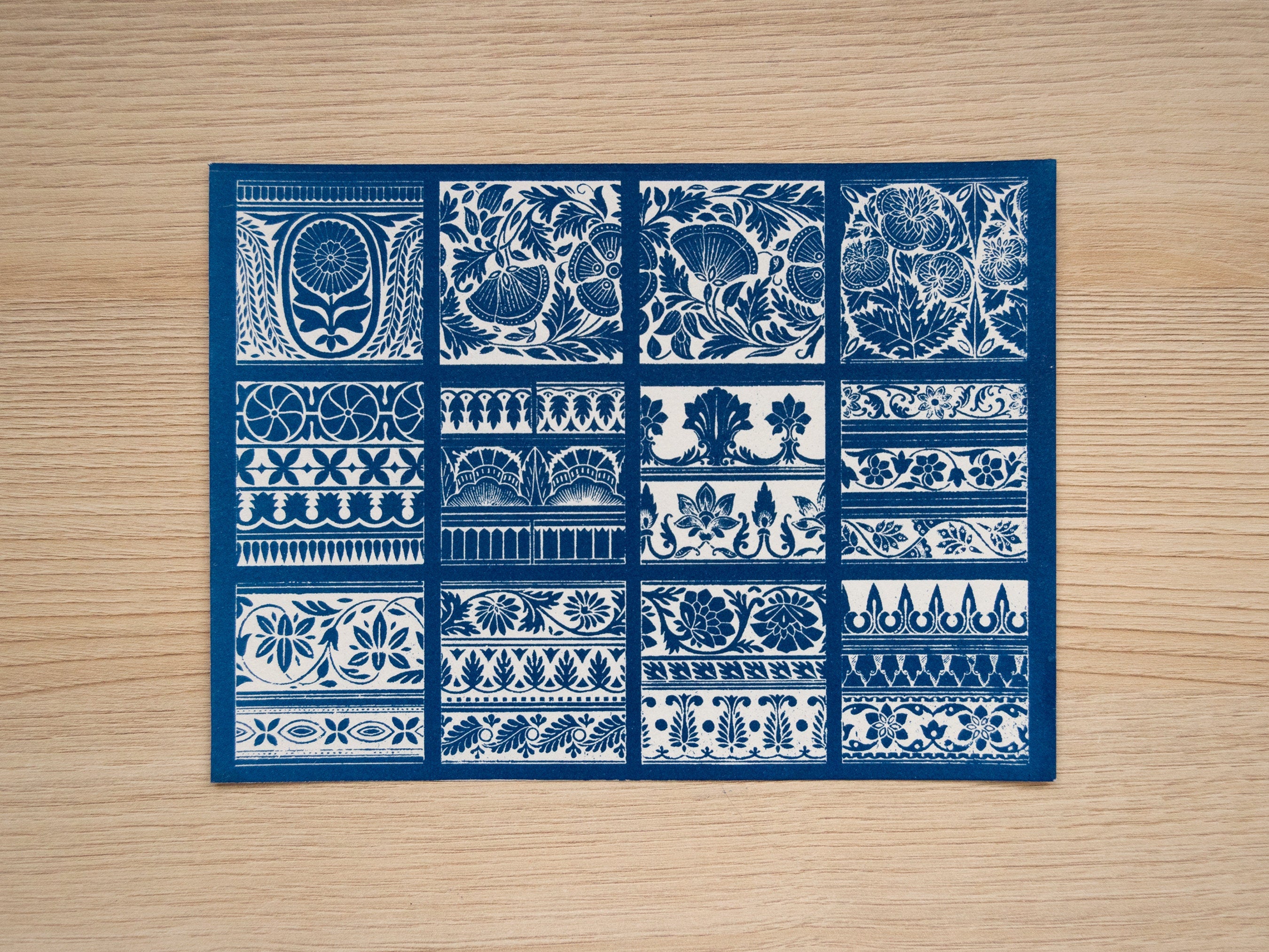 square stencills ornaments for cyanotype
