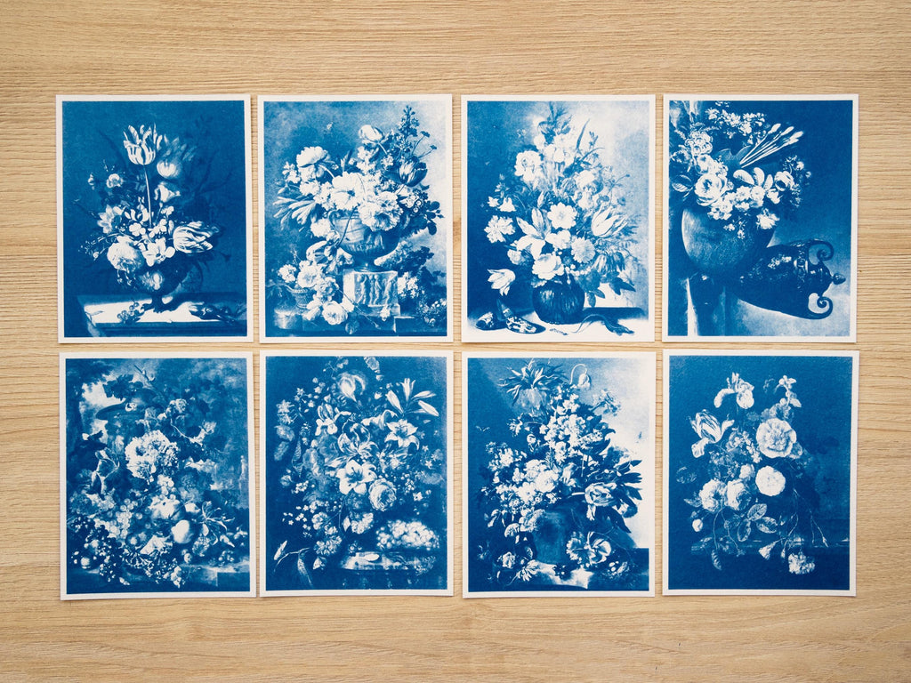 still life cyanotype prints