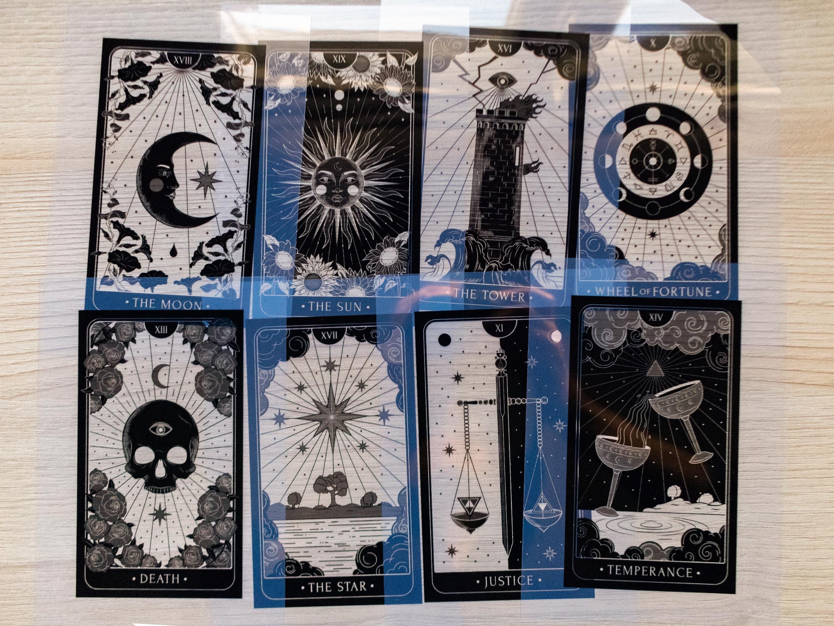 tarot cards cyanotype negatives