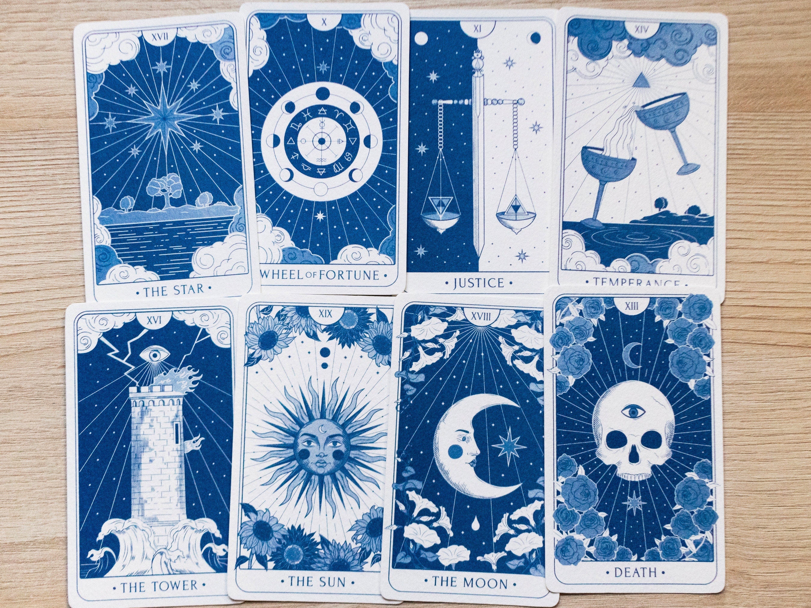 tarot cards cyanotype prints
