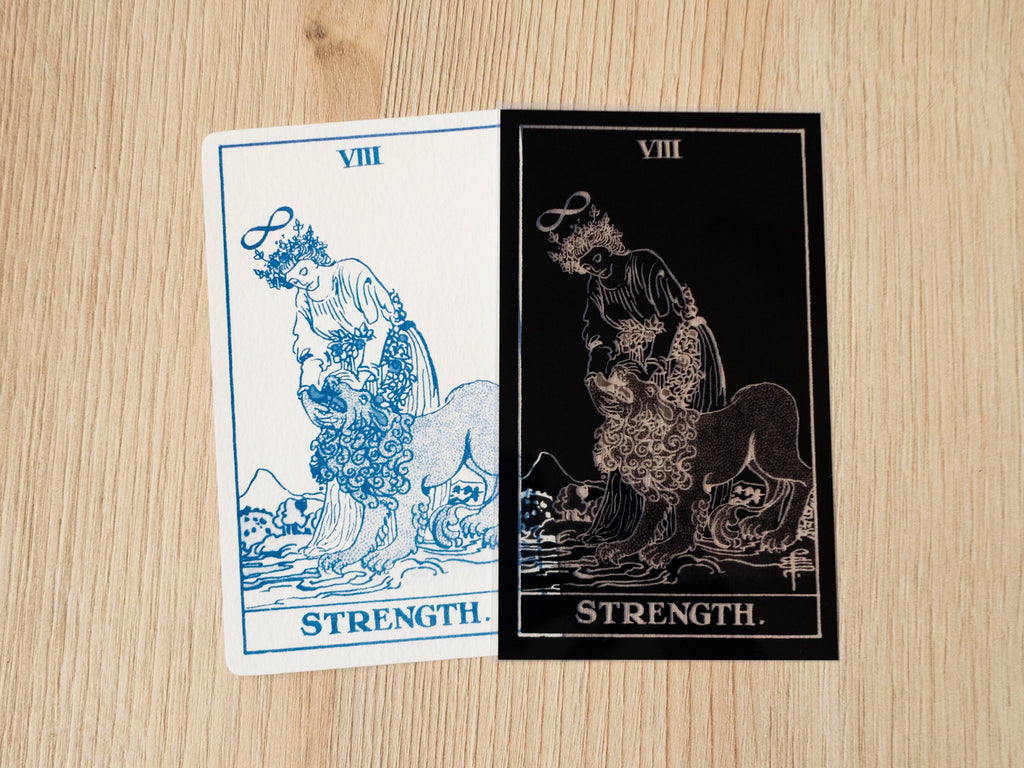 tarot deck made with cyanotype