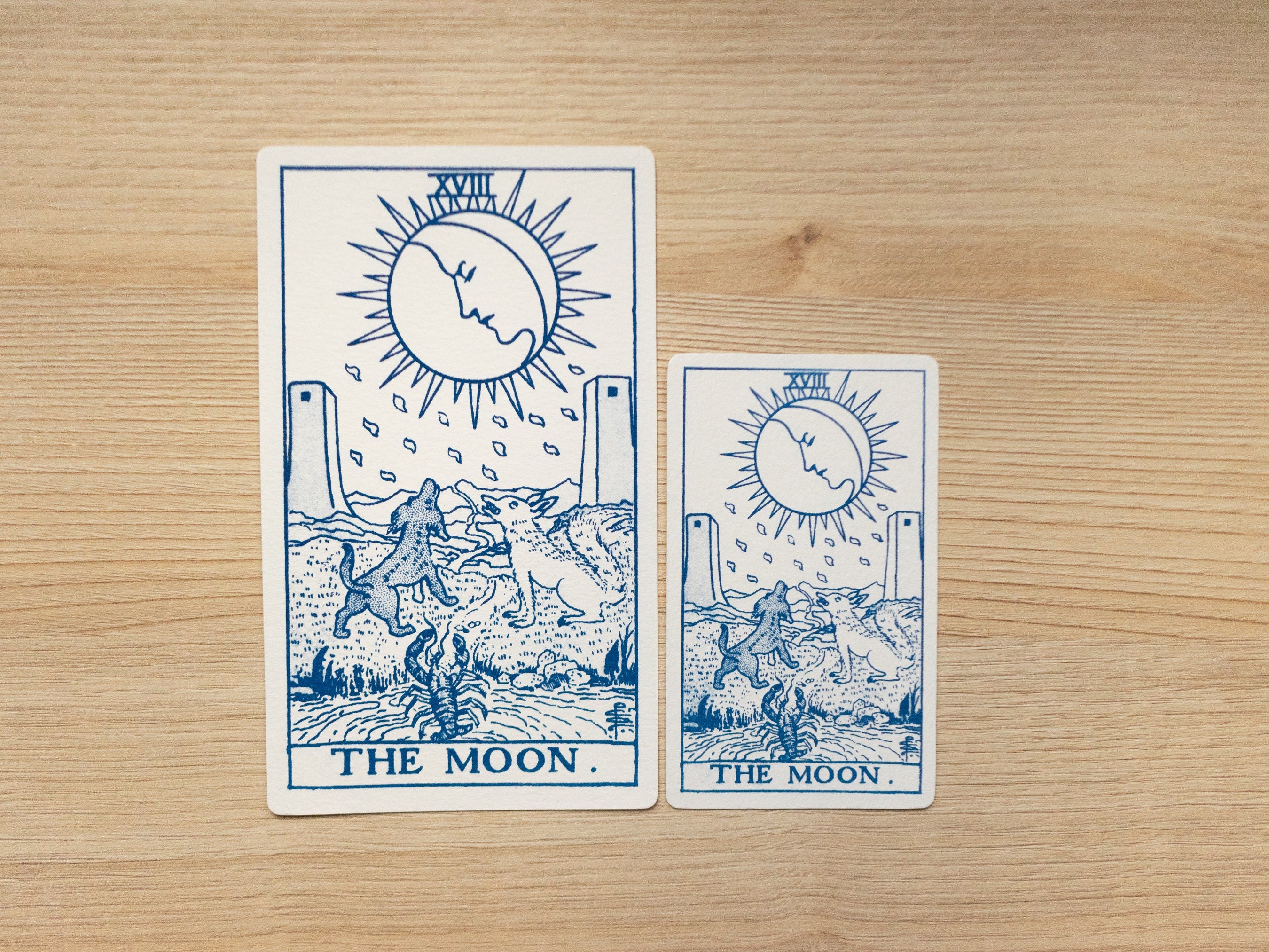 the moon tarot card cyanotype print